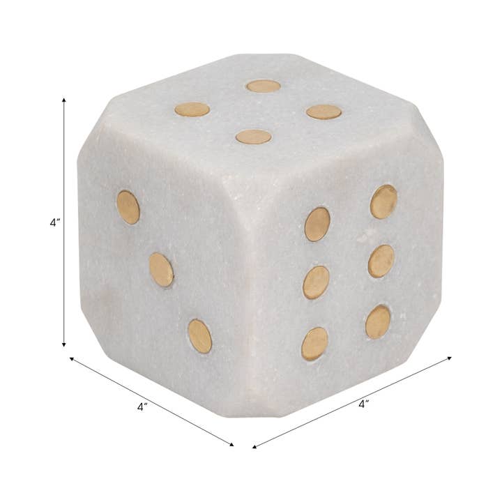 Sagebrook Home - Wholesale Decorative Tabletop Object - Marble Dice Shape Decorative Sculpture - White, 4 in.2