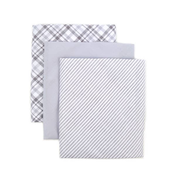 Selini New York - Wholesale Handkerchief - Men's - Men's Cotton Solid, Striped & Plaid Gray Handkerchiefs