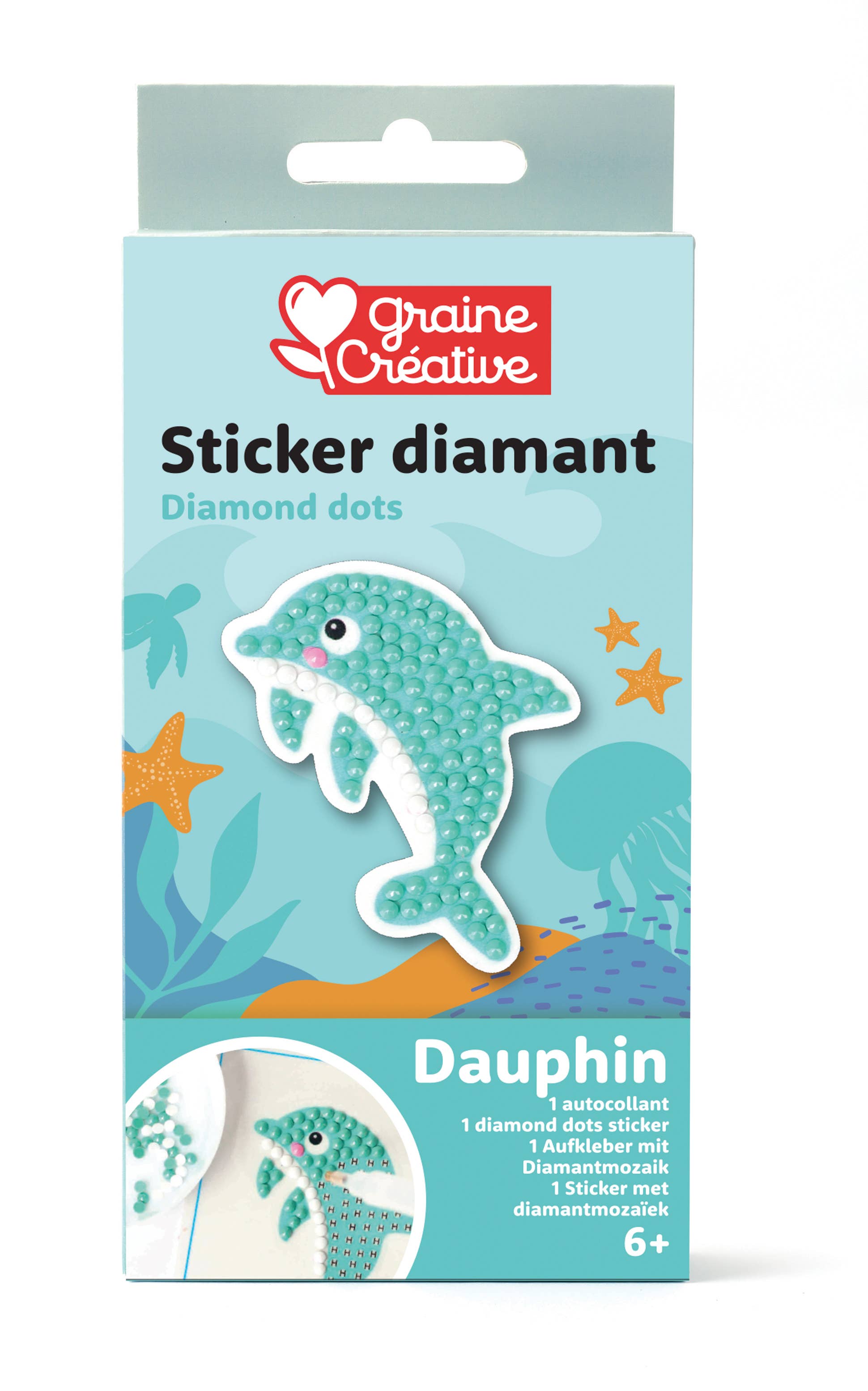 Graine Créative - Wholesale DIY Craft Kit - Kids - DIAMOND MOSAIC STICKER KIT - DOLPHIN3