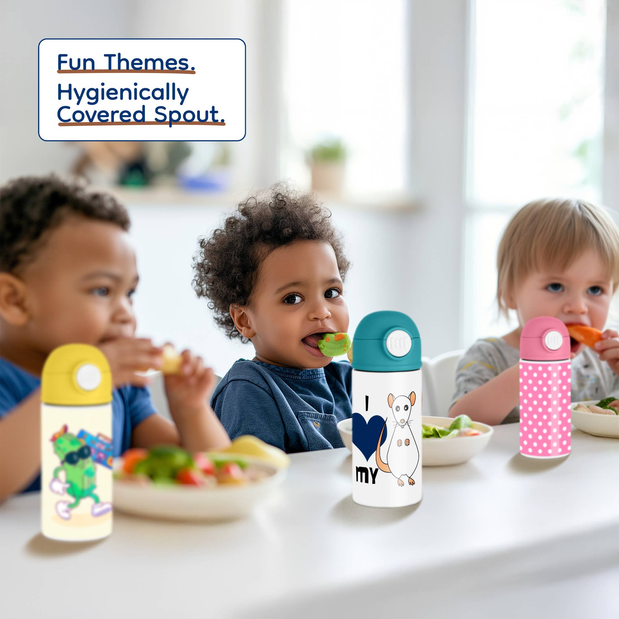 3dRose - Wholesale Water Bottle - 3dRose, Love My Rat White with Red Eyes, Kids Water Bottle4