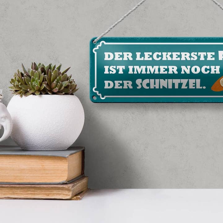 Femer – Großhandel Schilder – Blechschild Spruch 27x10cm leckerste Fisch ist Schnitzel