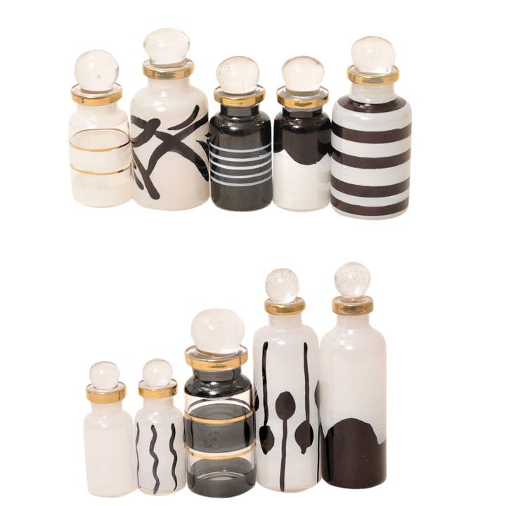 CraftsOfEgypt - Wholesale Atomizer Bottle - Genie Blown Glass Miniature Perfume Bottles for Perfumes & Essential Oils, Set of 10 Decorative Vials, Each 2" High (5cm), Black and White5