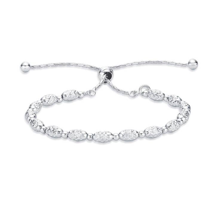 Bracelet en argent sterling 925 avec perles taillées au diamant pour femmes pour la vente par Namana