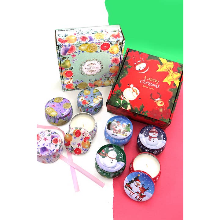 JOSSLYN by wall to wall - Wholesale Travel Candles - 4PC AROMA THERAPY CANDLE CHRISTMAS GIFT SET | 90C100