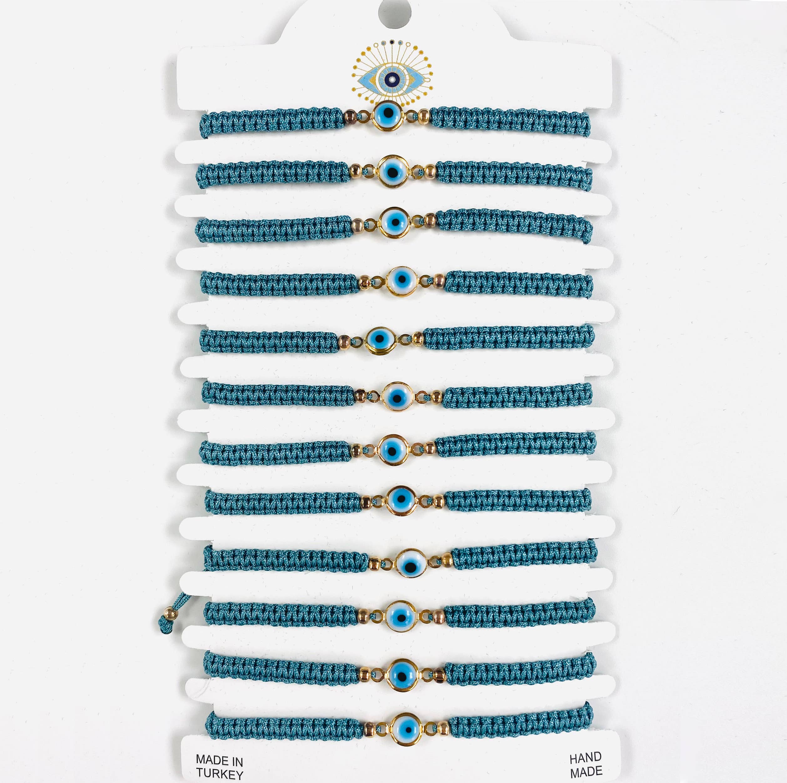 Loli - Wholesale Jewelry Set - White Stone Copper Evileye Rope Bracelet Set2