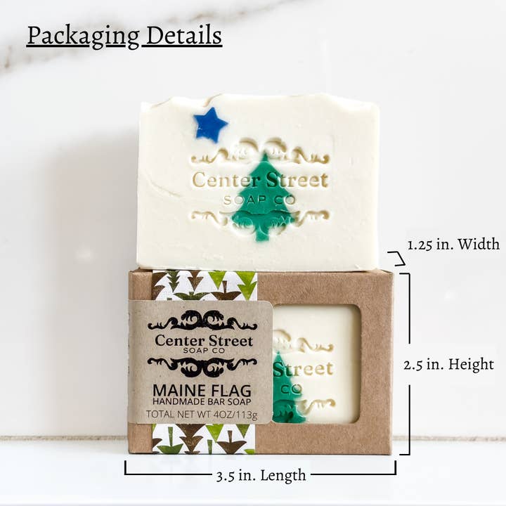 Center Street Soap Co - Wholesale Bar Soap - Maine Flag Vegan Handmade Bar Soap - 4oz