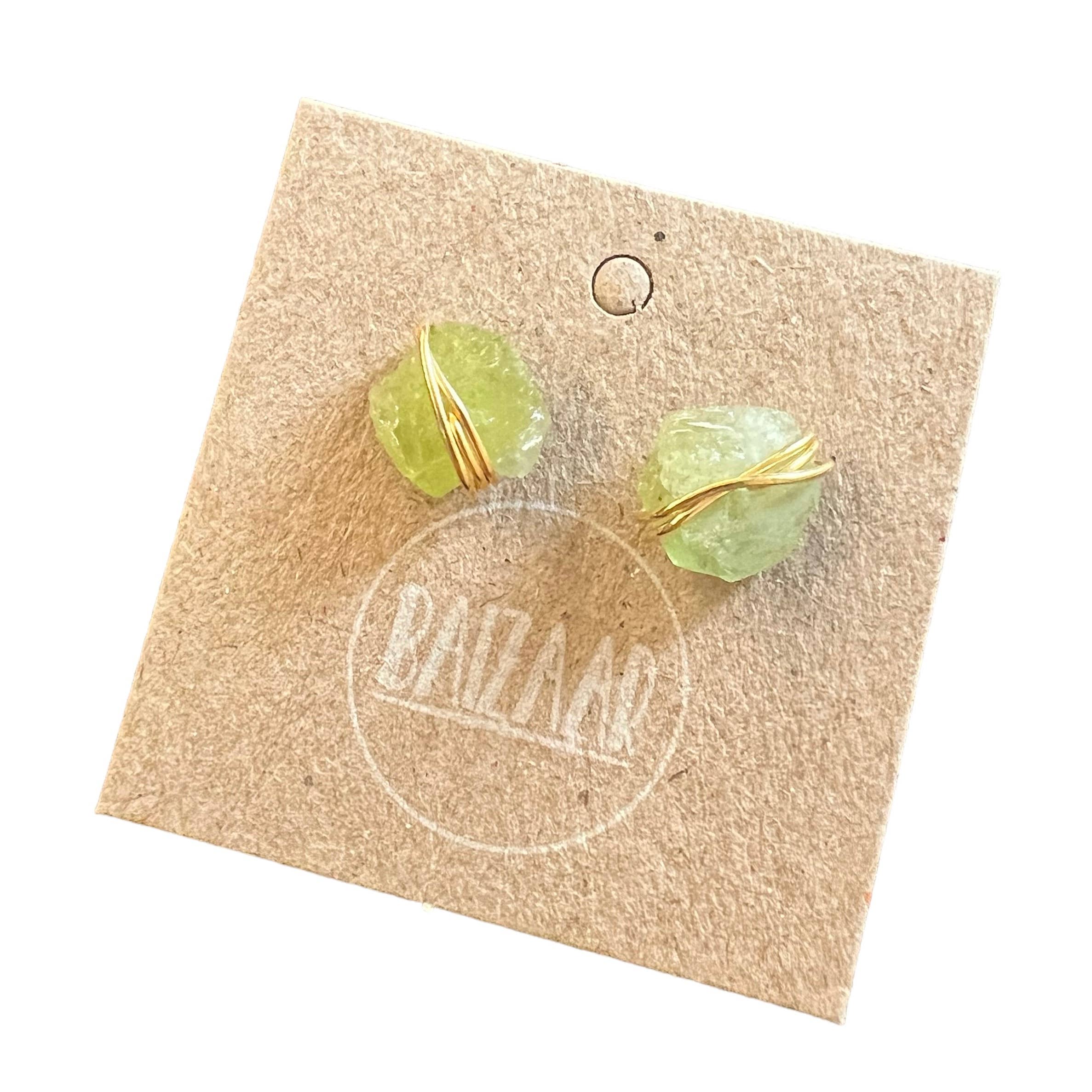 Baizaar - Venta al por mayor Pendientes de botón/aretes de poste - Pendientes de botón de piedra en bruto envuelta - ¡Un regalo estupendo!5