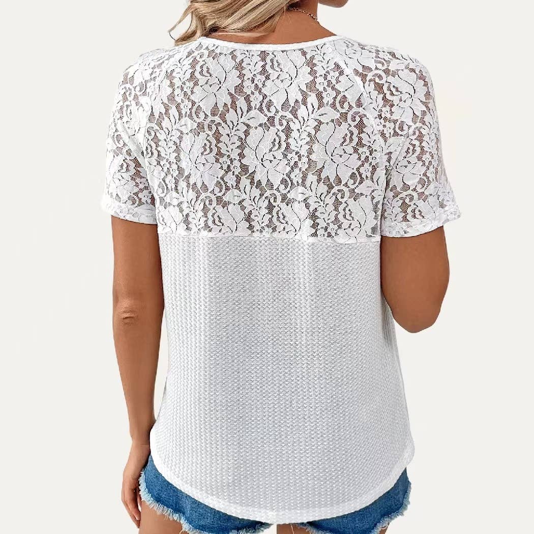 The Moment Collection - Vente Haut en maille – femme - Haut à manches courtes en maille douce et transparente Simply Cutie2