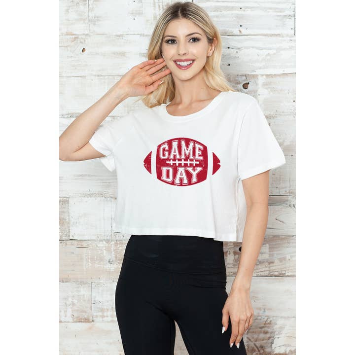 GAME DAY FOOTBALL CROP TEE for wholesale by MINEB