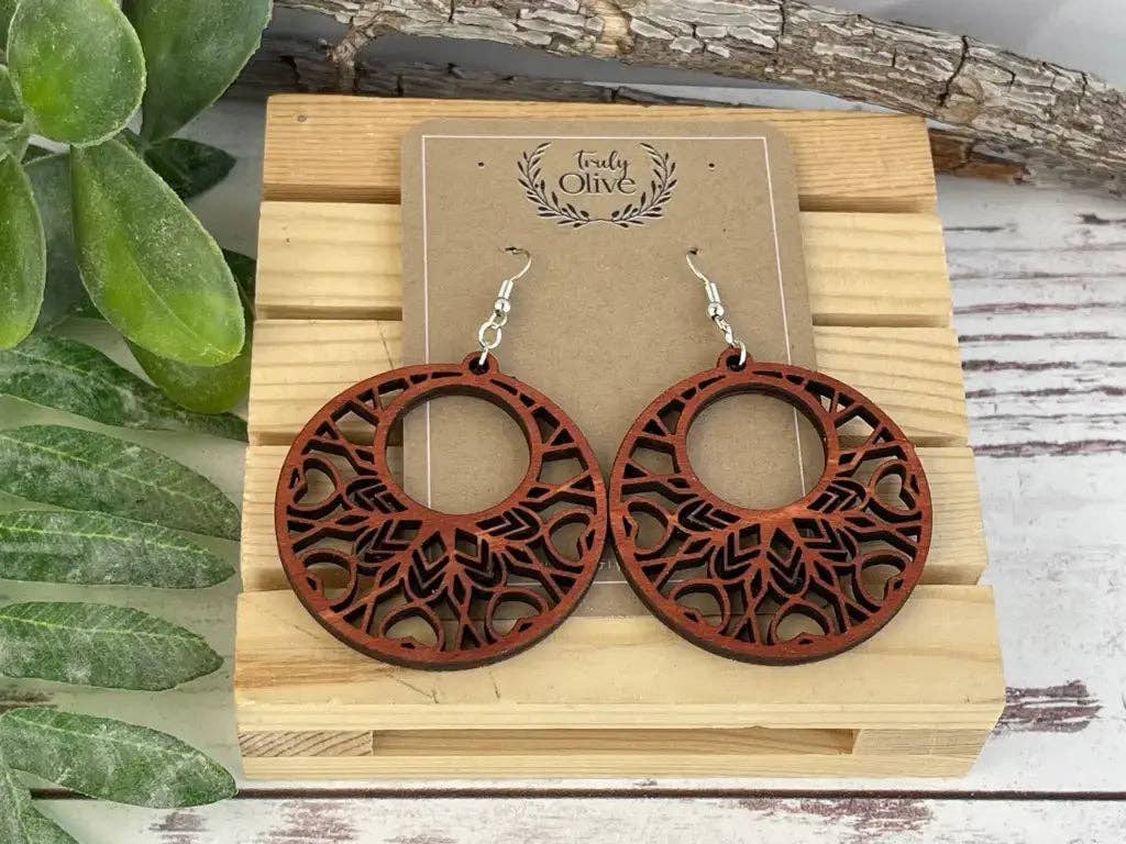 Truly Olive – Brincos de argola por atacado – Brincos de Madeira com Mandala Boho7