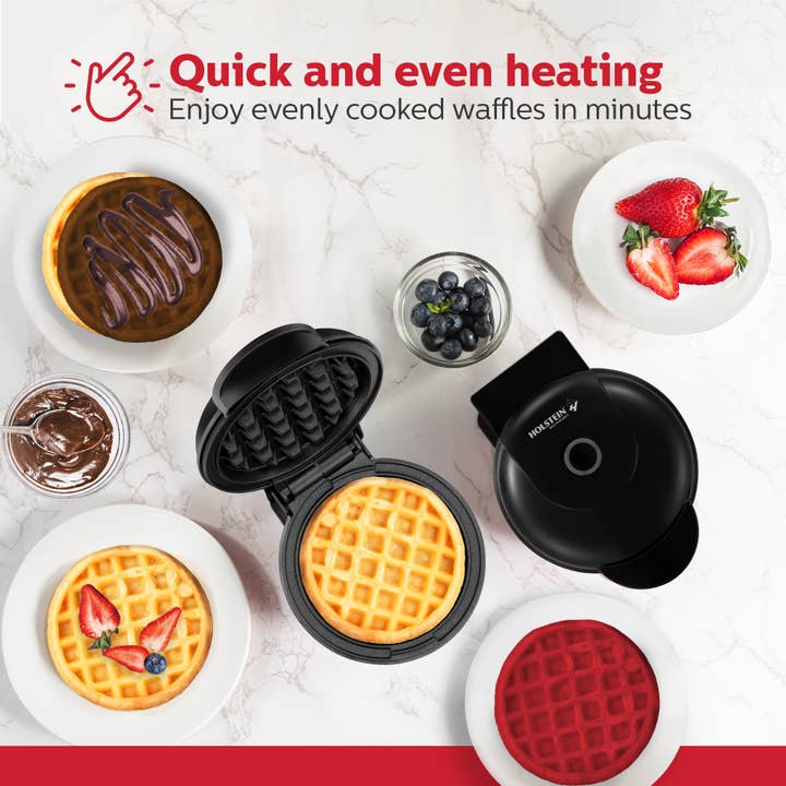 Holstein Housewares - Wholesale Kitchen Appliance - Personal Waffle Maker - 4 inch Mini - Assorted Colors 27