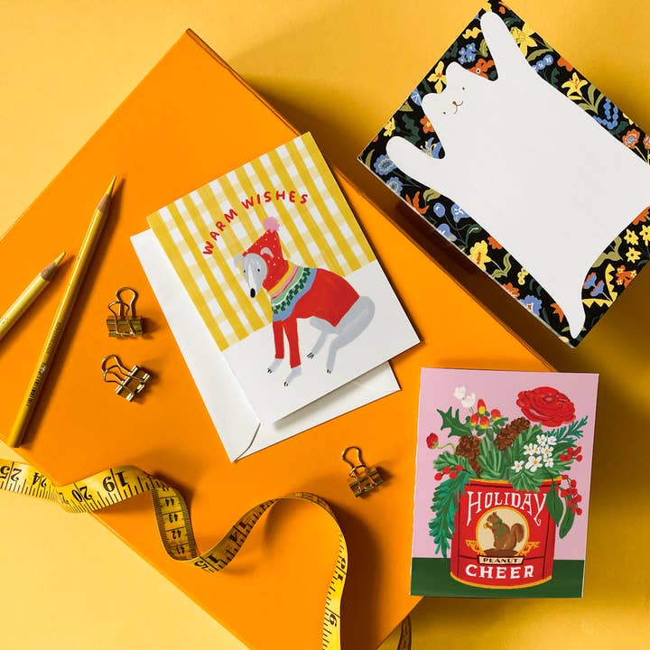 Karen Schipper - Wholesale Season's Greetings Card - Warm Whippet - Funny Dog Christmas Holiday Card2