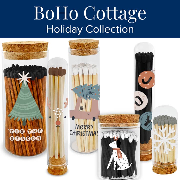 Thankful Greetings - Wholesale Matches - 2” Matches BoHo Cottage - Reindeer on Glass Mini Cloche