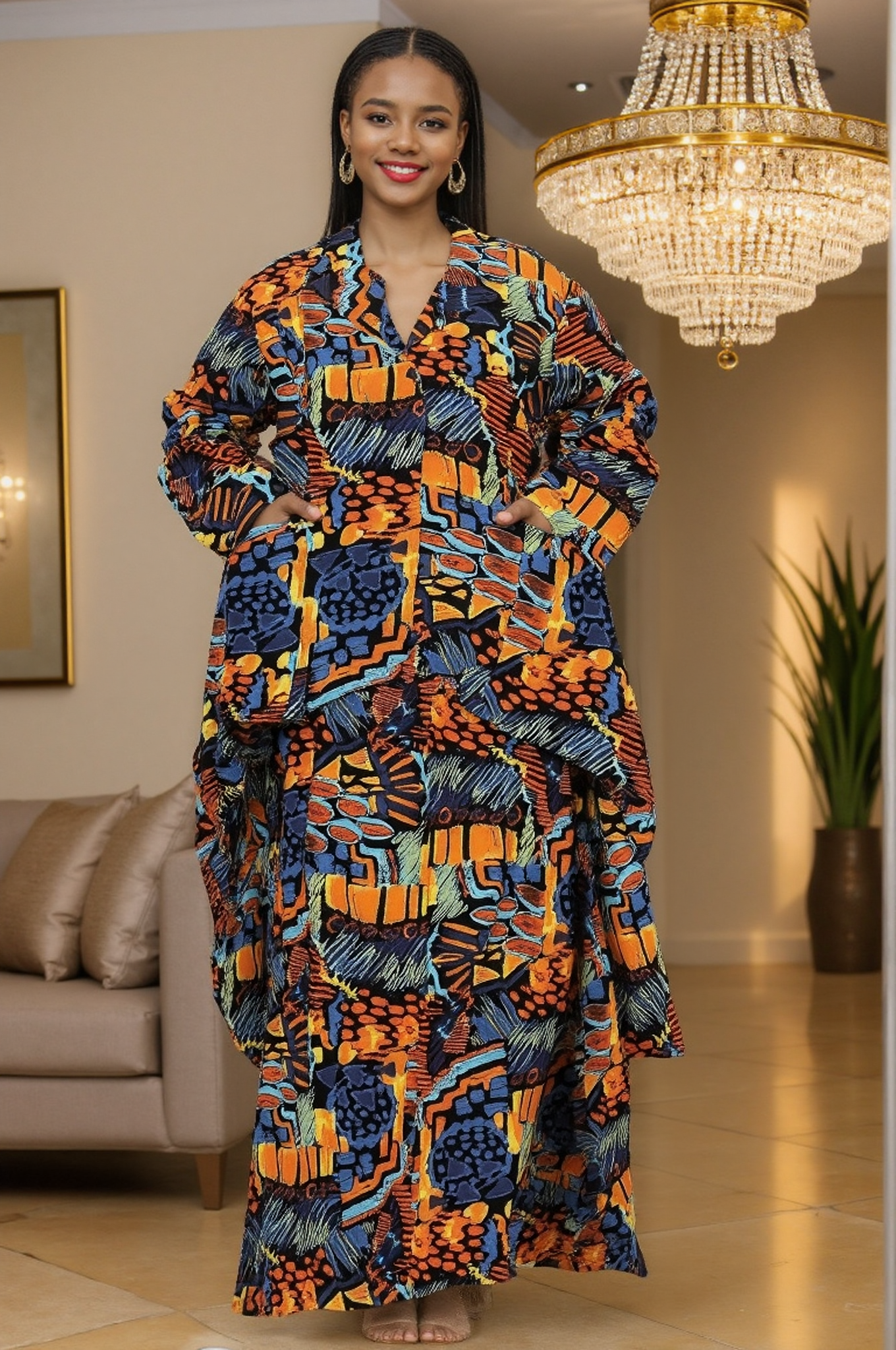 KaraChic - Wholesale Top & Skirt Set - Women's - 7906 P (Skirt Set) - African Print 2pc Top & Skirt Set3