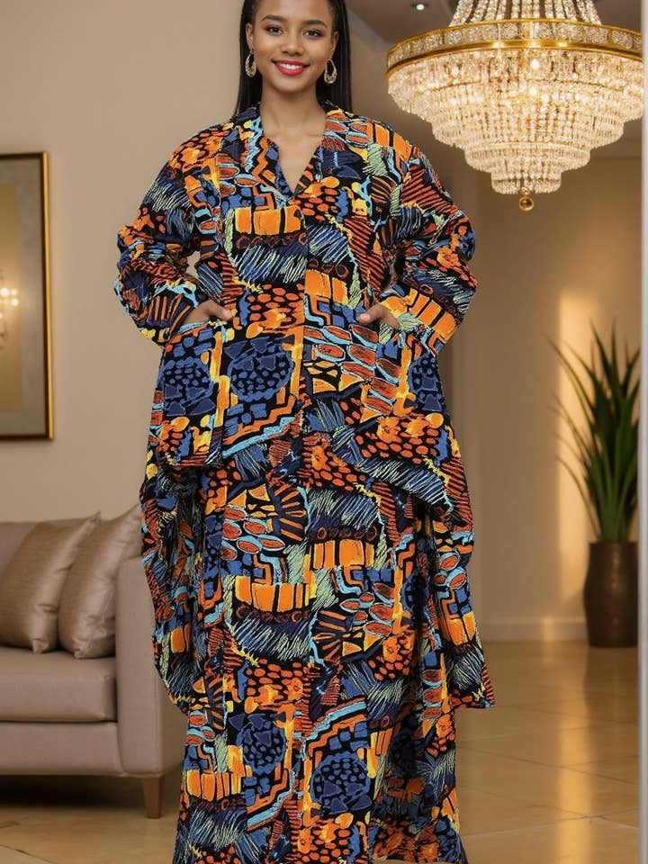 KaraChic - Wholesale Top & Skirt Set - Women's - 7906 P (Skirt Set) - African Print 2pc Top & Skirt Set3