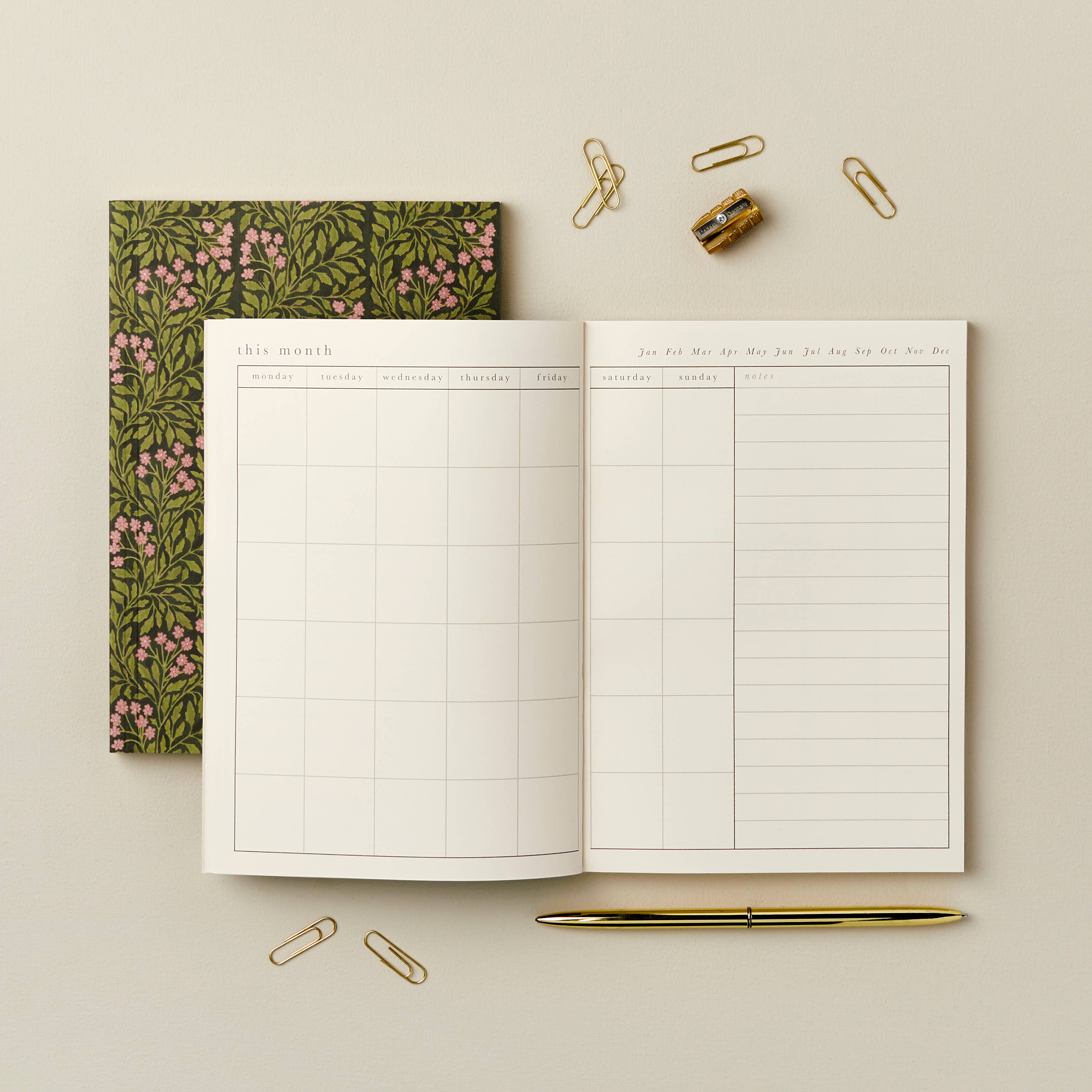 Wanderlust Paper Co - Wholesale Planner - Green Flora Weekly Planner1