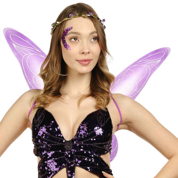 Funcredible - Wholesale Costume - Women's - Purple Fairy Costume Accessories Set -Fairy Wings, Crown