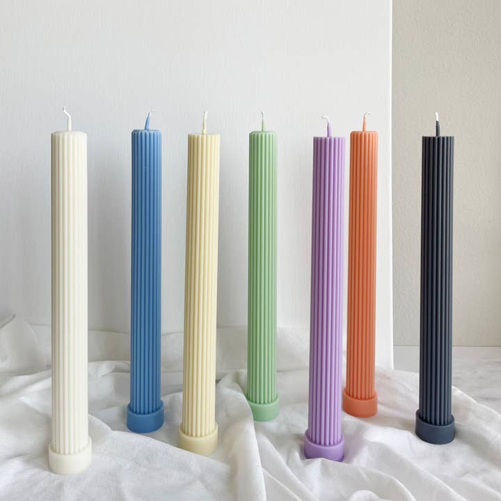 LA AROMA CANDLE CO. - Wholesale Tapered Candle/Candlestick - Roman Ribbed Candle 10 1/4'' (A Pair)