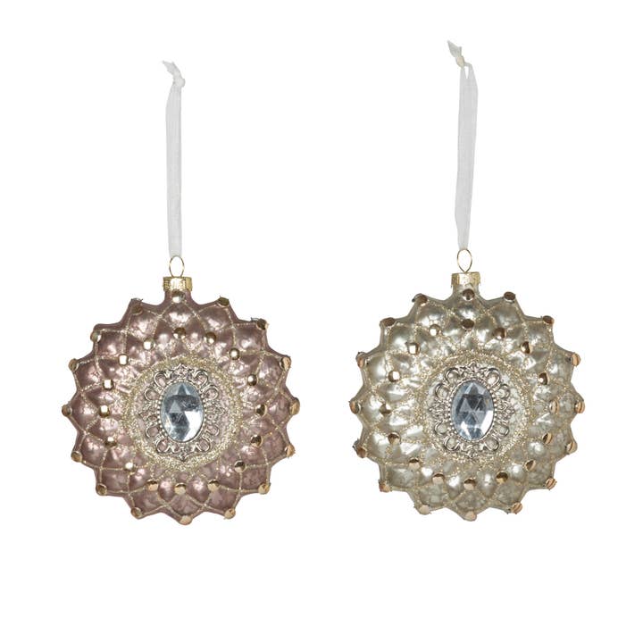 Park Hill Collection - Wholesale Christmas Decoration - Gem and Glitter Brooch Glass Ornament