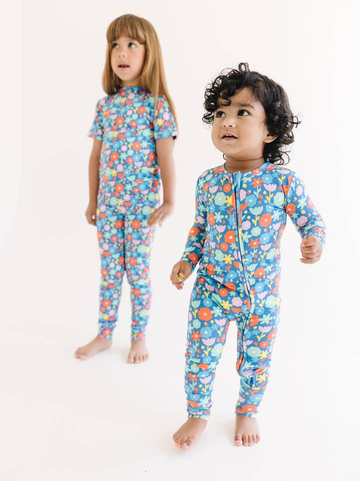 Sunshine Kids Co - Wholesale Sleepsuit - Baby - Bamboo Floral Pajamas for Babies, Summer PJs, Colorful Summer Baby, Footless Zippered One Piece, Baby Girl Pajamas