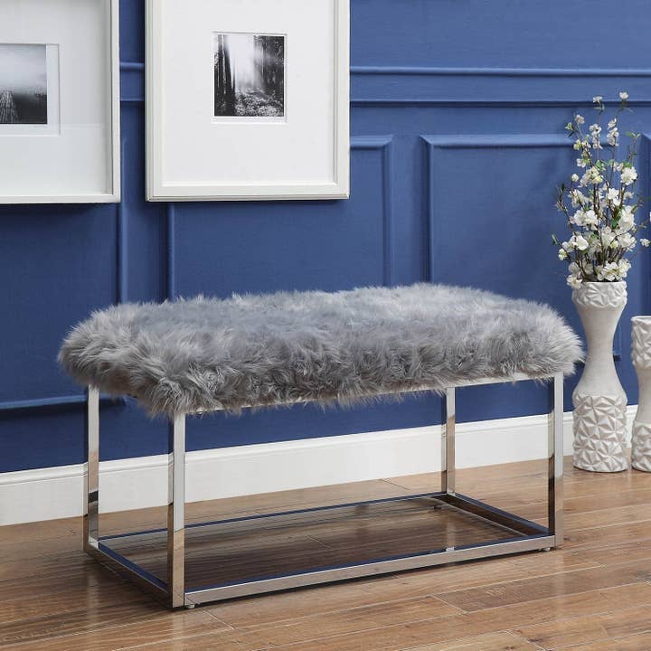 Monet Lux Fur Bench for wholesale by Inspired home