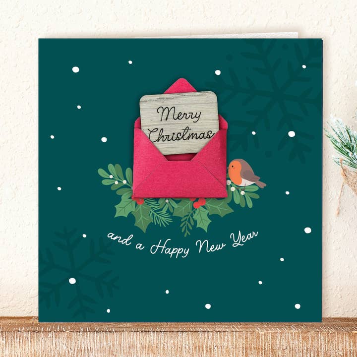 Merry Christmas, Card and Wreath - Christmas Card for wholesale by KDee Designs