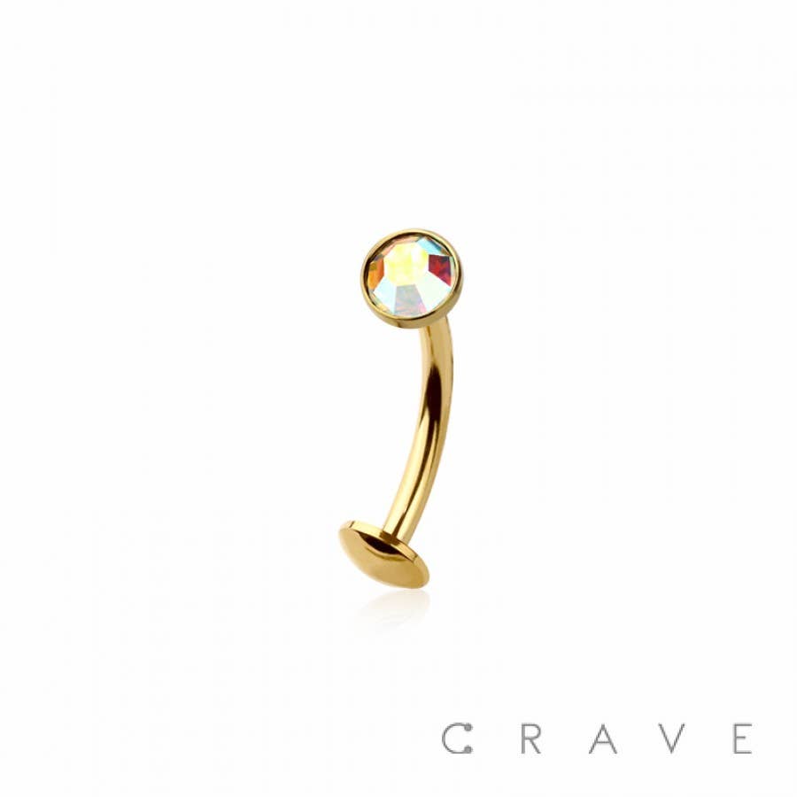 CRAVE - Wholesale Belly ring - BEZEL CZ GEM 316L SURGICAL STEEL THREADLESS FLOATING BELLY B0