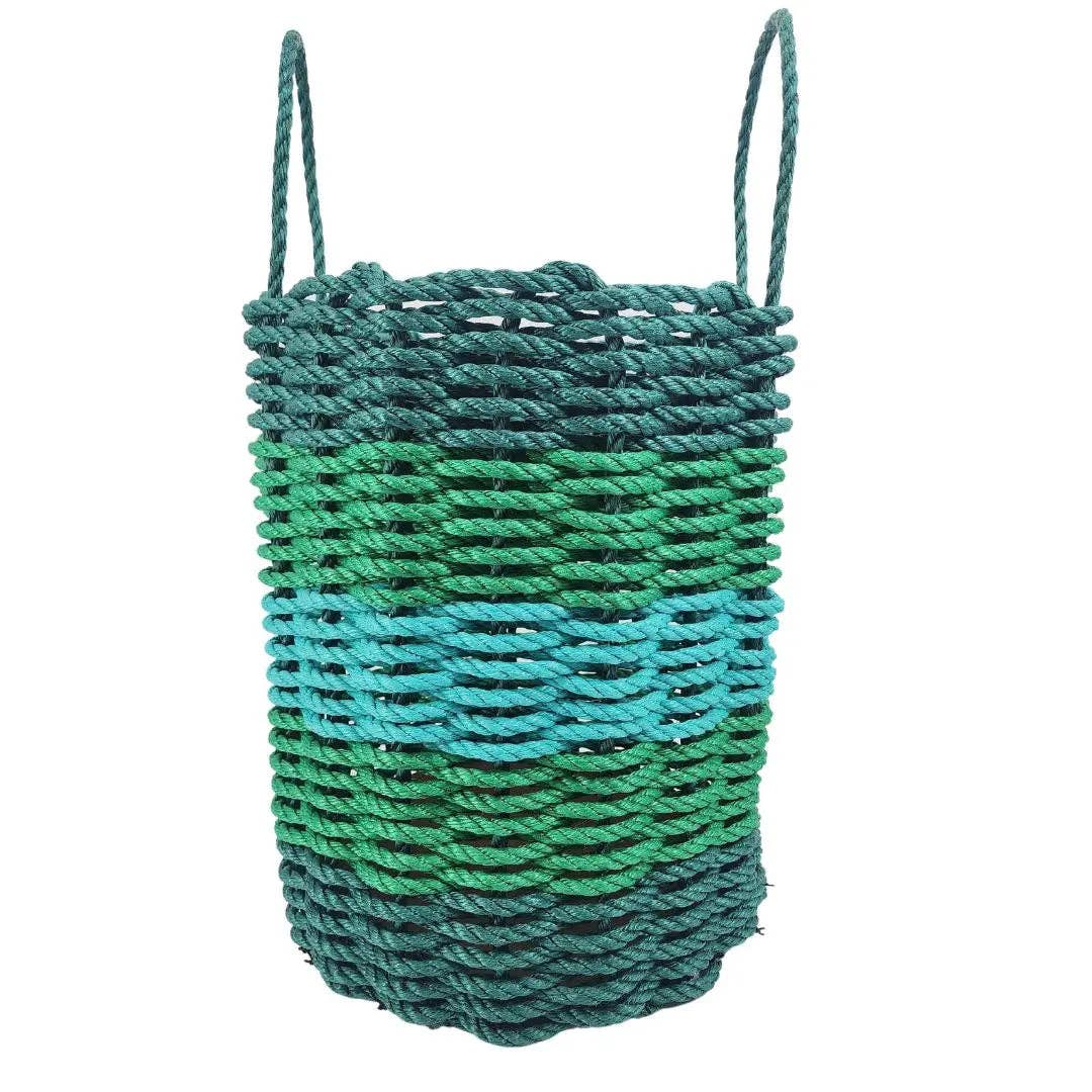 Little Salty Rope - Wholesale Basket - Five Stripe Rope Storage Basket Hunter Green, Green, Teal3