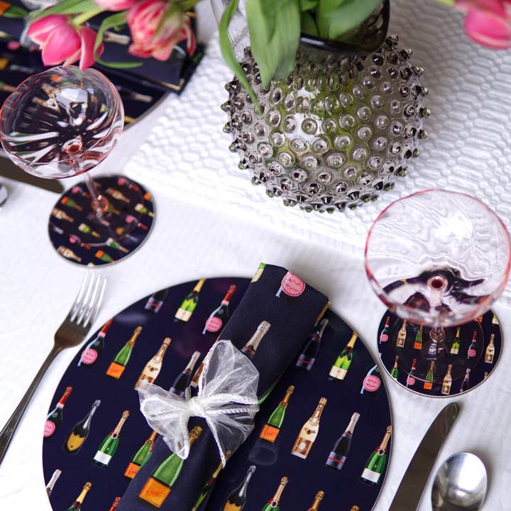 Jessica Anderton Designs Limited - Wholesale Dinner & Cloth Napkin - Champagne & Fizz Cotton Napkins