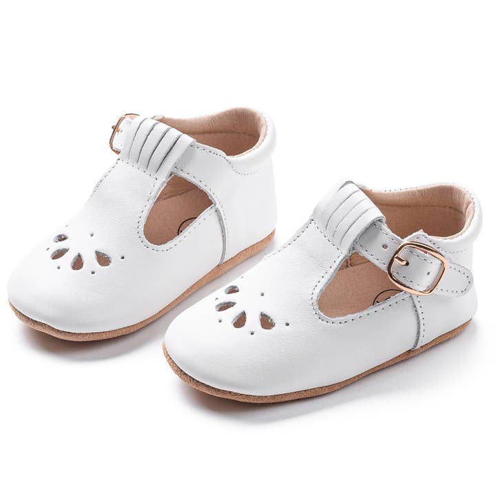 Leather T-Bar | Color 'Snow White' | Soft Sole for wholesale by Hummbrand