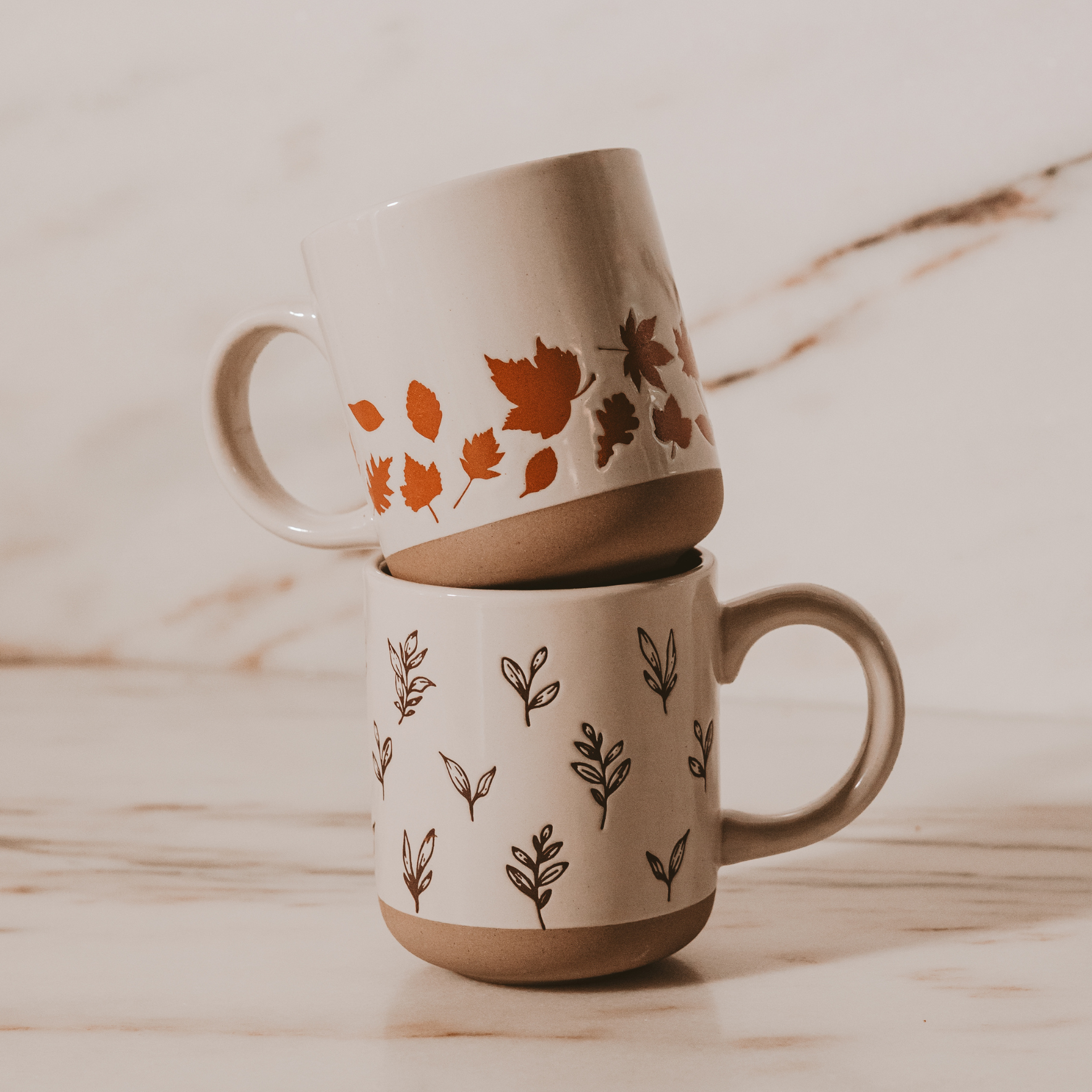 Sweet Water Decor - Wholesale Coffee Mug - Orange Leaves Stoneware Coffee Mug - Fall Decor2