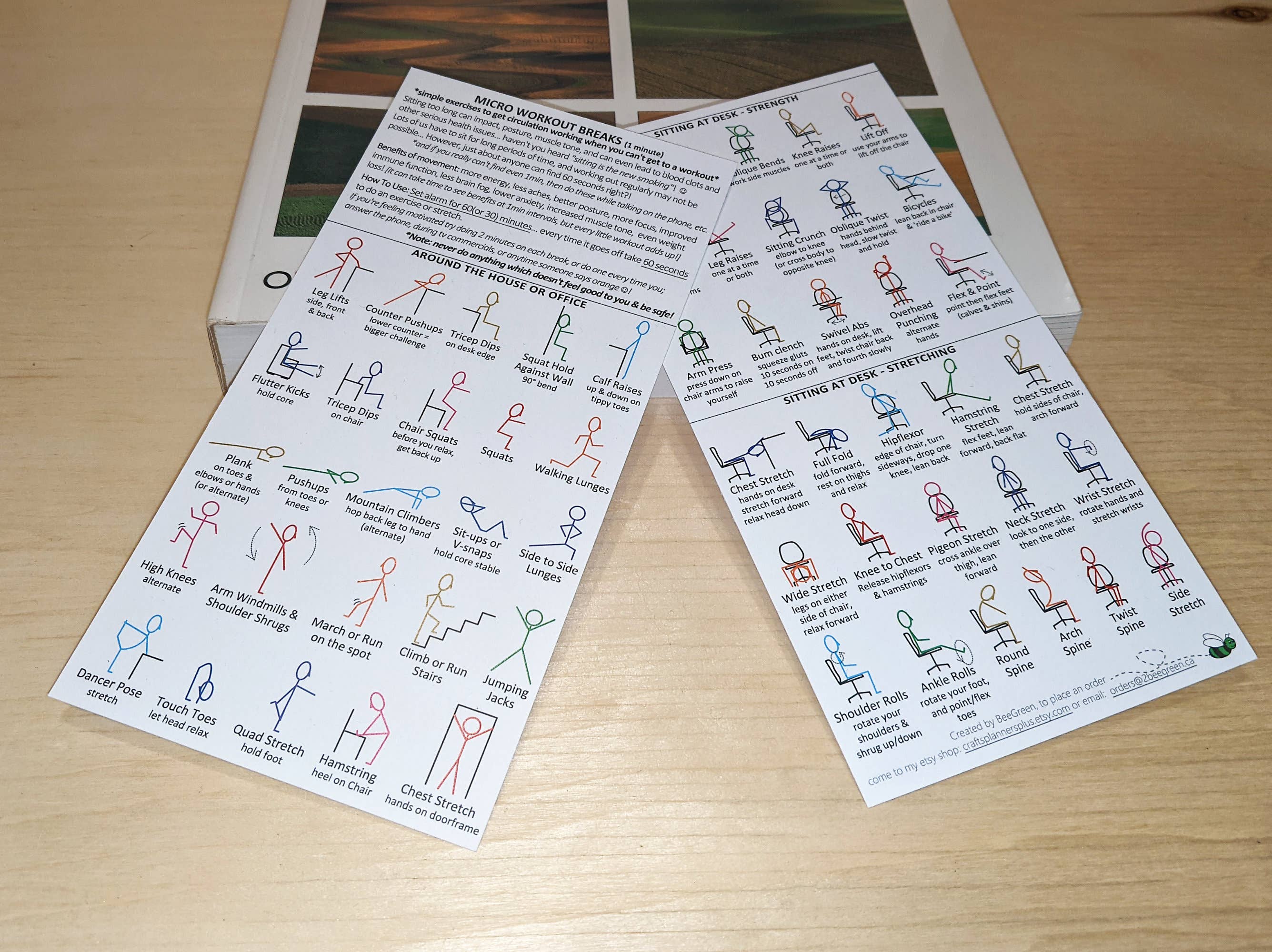 BeeGreen & CraftsPlannersPlus - Wholesale Bookmark - NEW~ Micro Workouts Bookmark - Keep Moving, 1minute workouts3