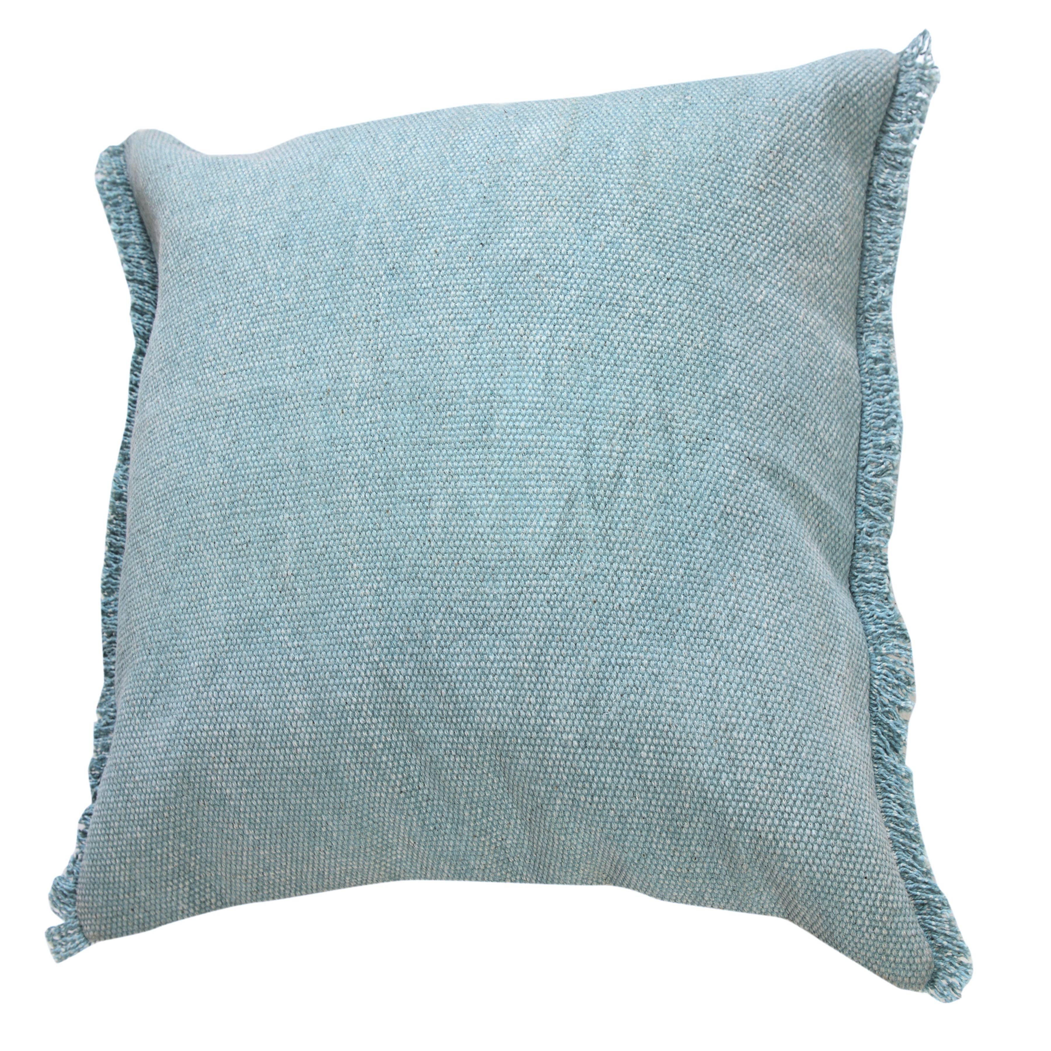 Light Blue Solid Stonewash Throw Pillow with Fringe for wholesale on Faire14