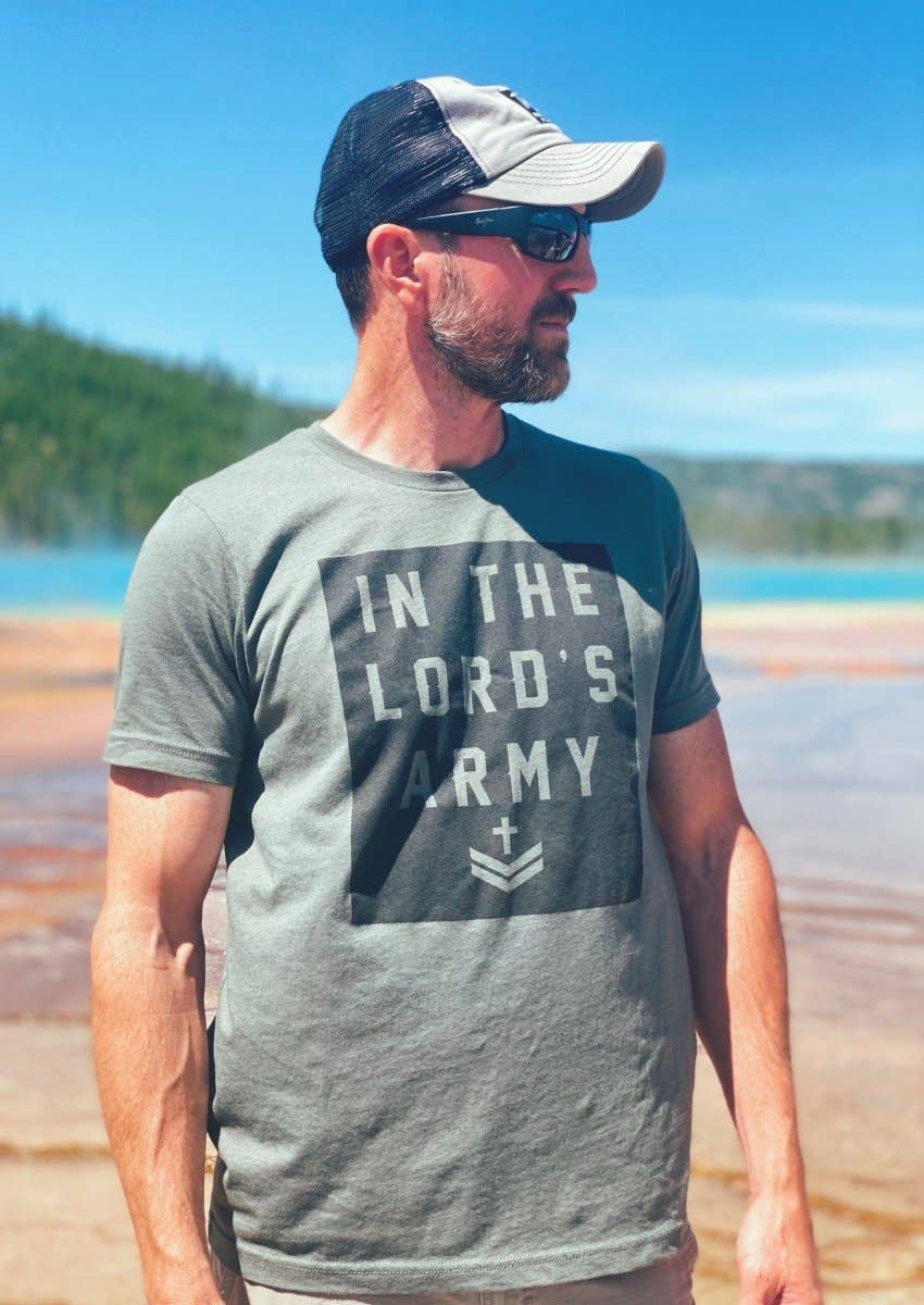 Ruby’s Rubbish - Wholesale Screen Printed T-Shirt - Men's - In the Lord's Army | Men's Christian T-Shirt | Ruby’s Rubbish®1