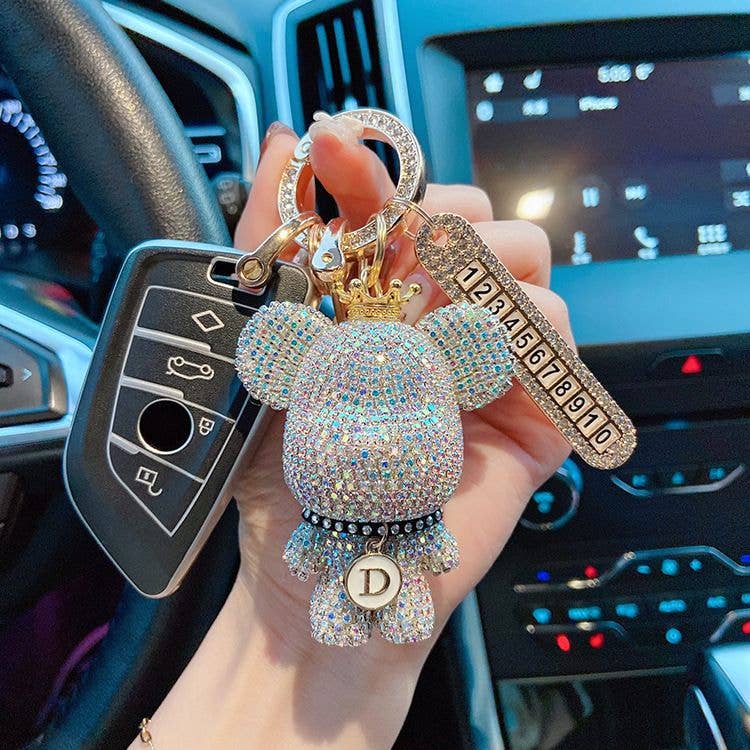PEACH ACCESSORIES – wholesale Keychain – Women's – Crystal Rhinestone Teddy Bear Key Charm 602671