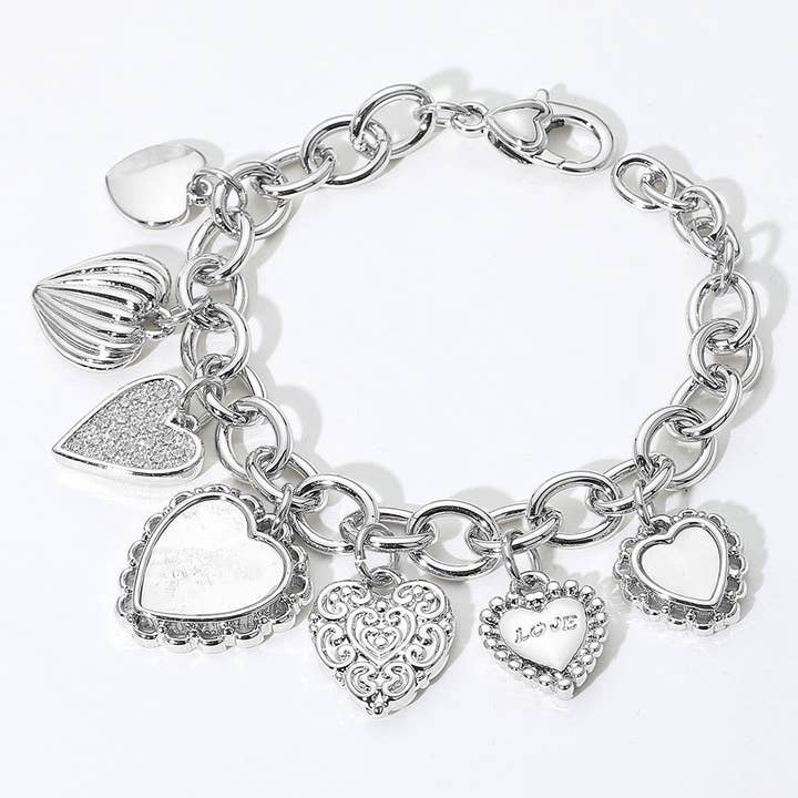 Sensibling Corp. - Vendita all'ingrosso Braccialetto con ciondolo/pendente - Bracciale con ciondolo a cuore in madreperla e zirconi placcato oro 14K2