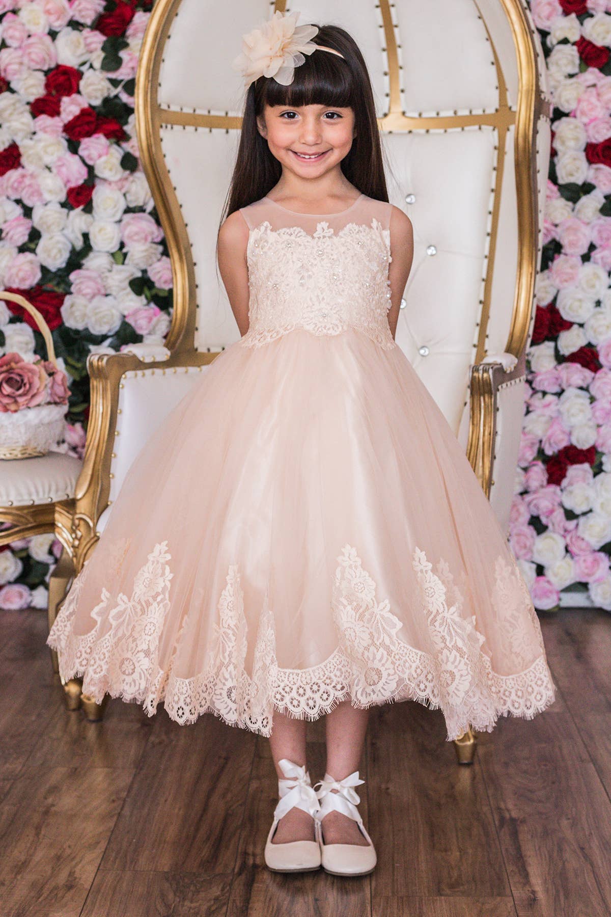 Kid's Dream - Wholesale Dress - Kids - Lace Appliqué Illusion Bateau Girls Dress2