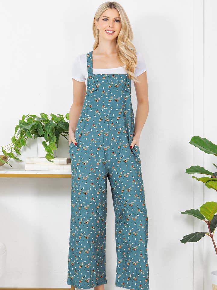 Fluwelen tuinbroek met bloemenprint voor wholesale door LA Soul