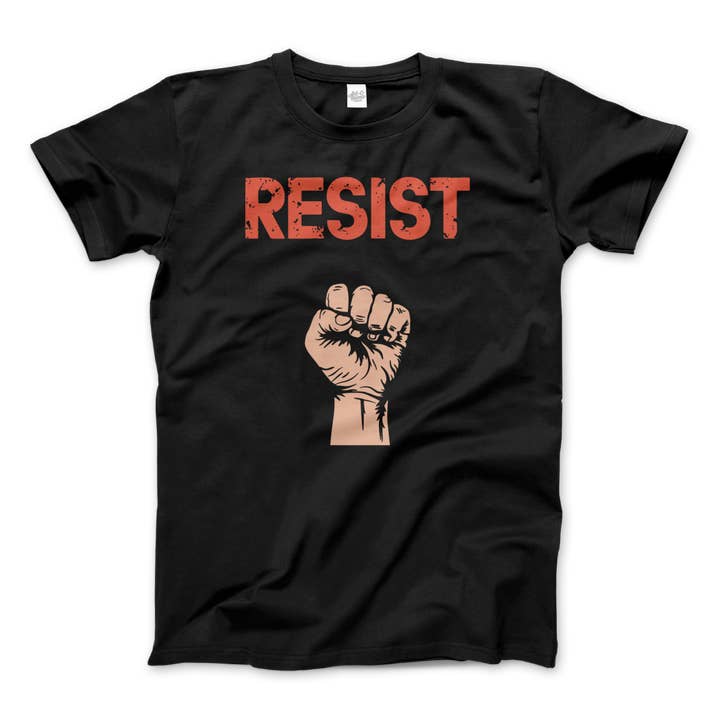 Resist - Raised Fist with Distressed Design T-Shirt for wholesale by Art-O-Rama Shop