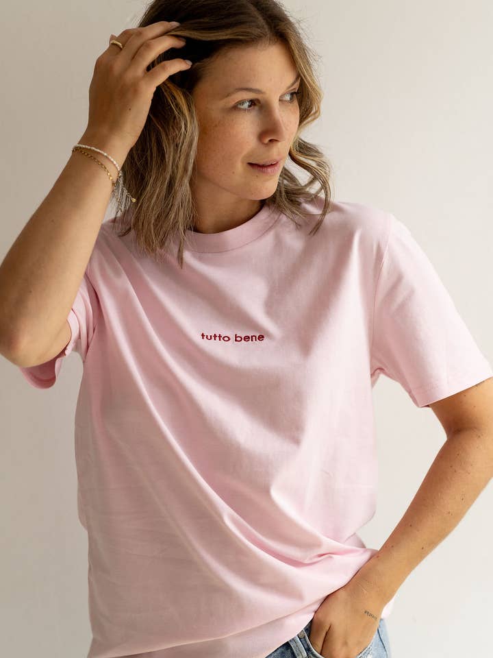 tutto bene Unisex-T-Shirt Pink+Rot für den Großhandel von &Friends