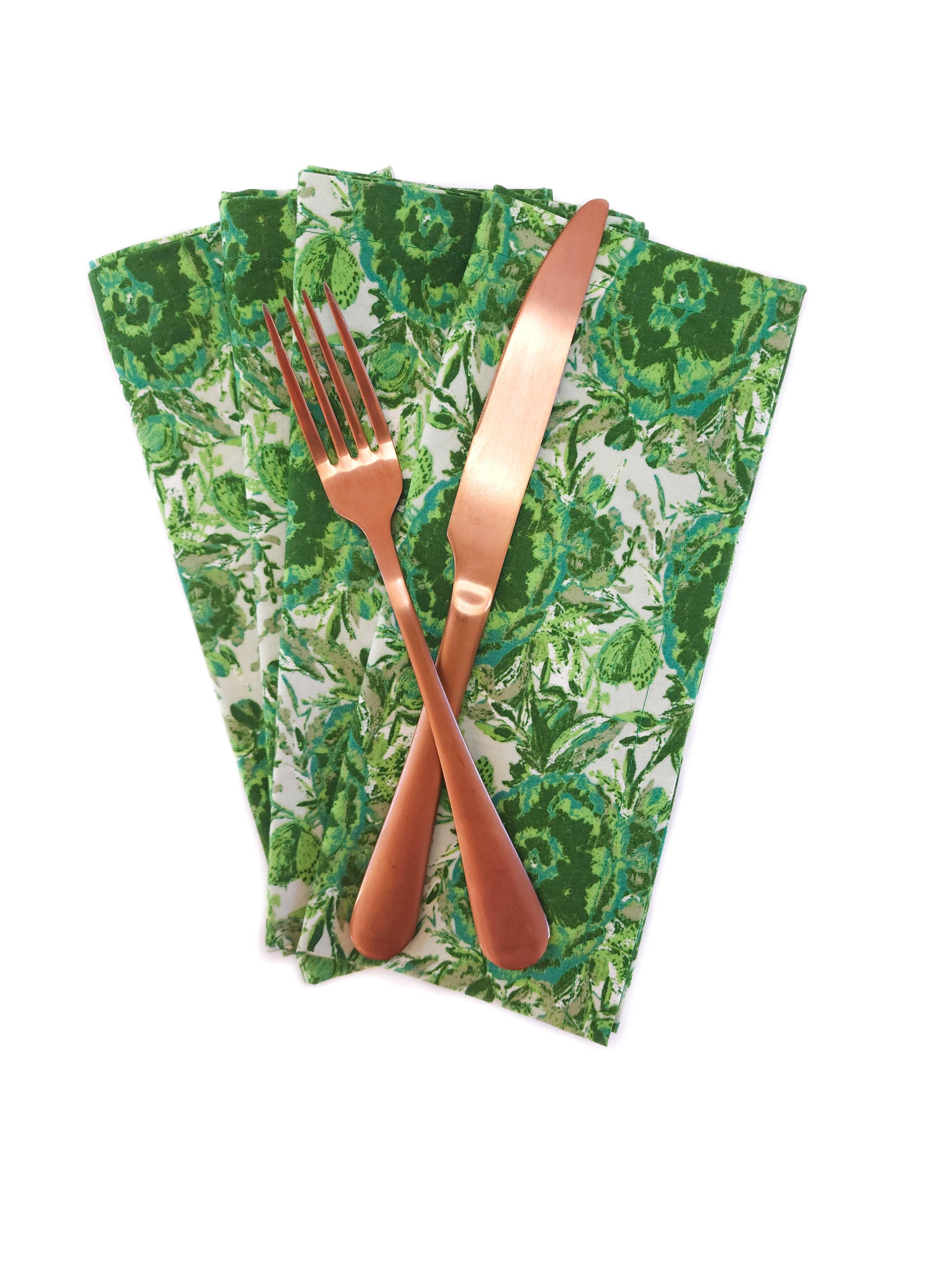 90 West Linen Co. - Wholesale Dinner & Cloth Napkin - Maximalist Green Floral Cloth Napkins, Set of 413