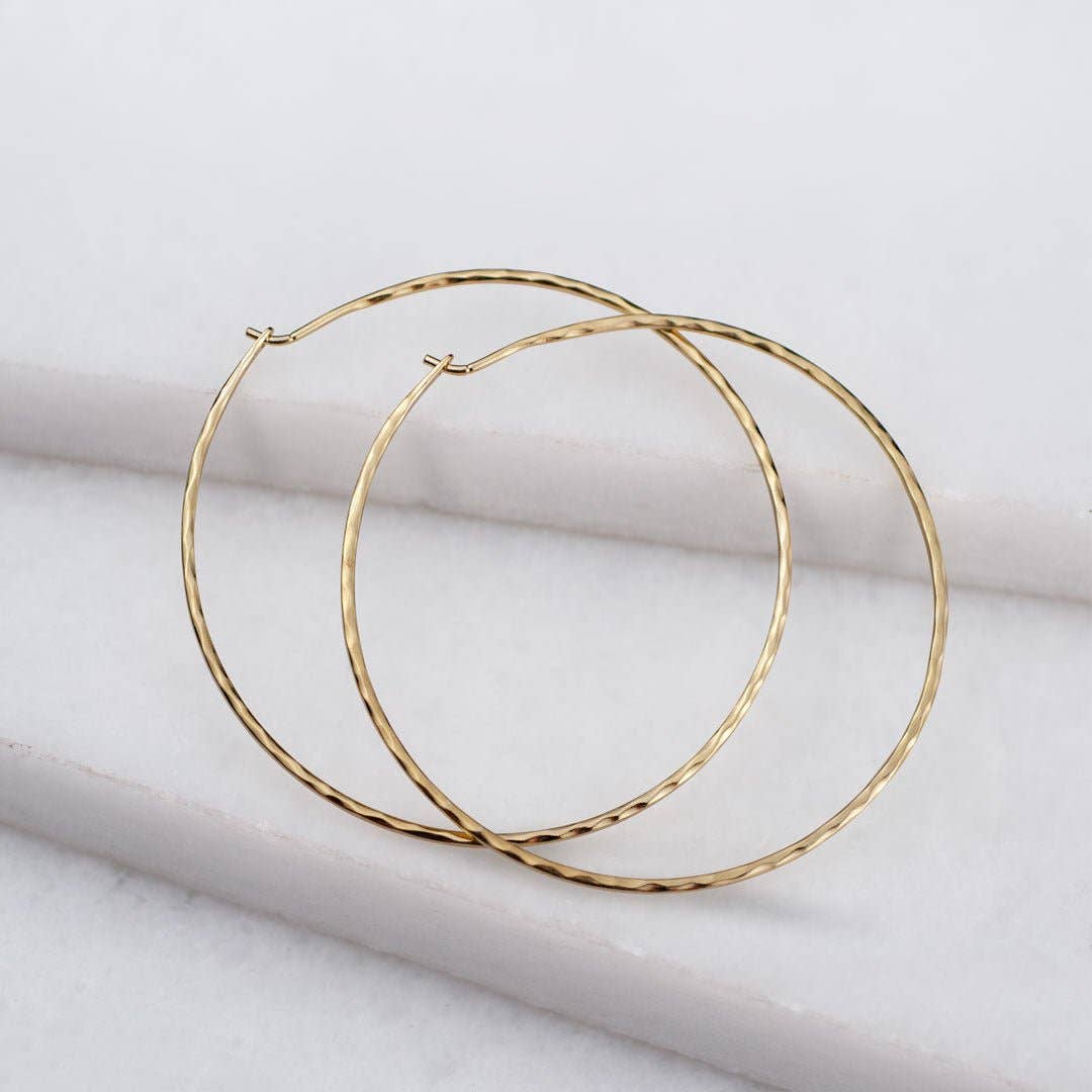 URBAN-EQUESTRIAN - Wholesale Hoop Earrings - Hammered Hoops - Infinity Clasp Round Earring 14K Gold Vermeil6