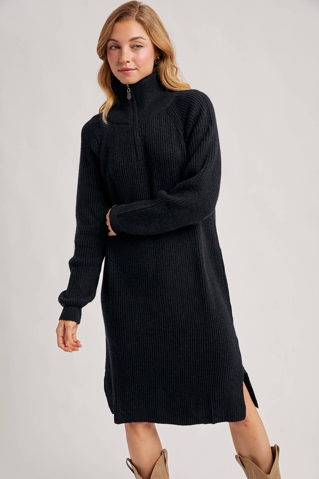 Bluivy - Wholesale Dress - Women's - QUARTER ZIP SWEATER DRESS30