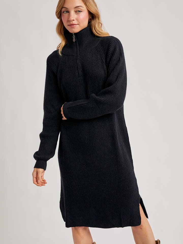 Bluivy - Wholesale Dress - Women's - QUARTER ZIP SWEATER DRESS30