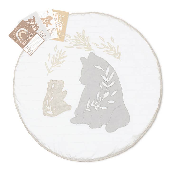 Living Textiles - Wholesale Play Mat - Kids & Baby - Play Mat with Milestone Cards - Bosco Bear