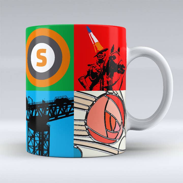 Glasgow Pop Art 1 - 8 Square Mug for wholesale by Pureminted