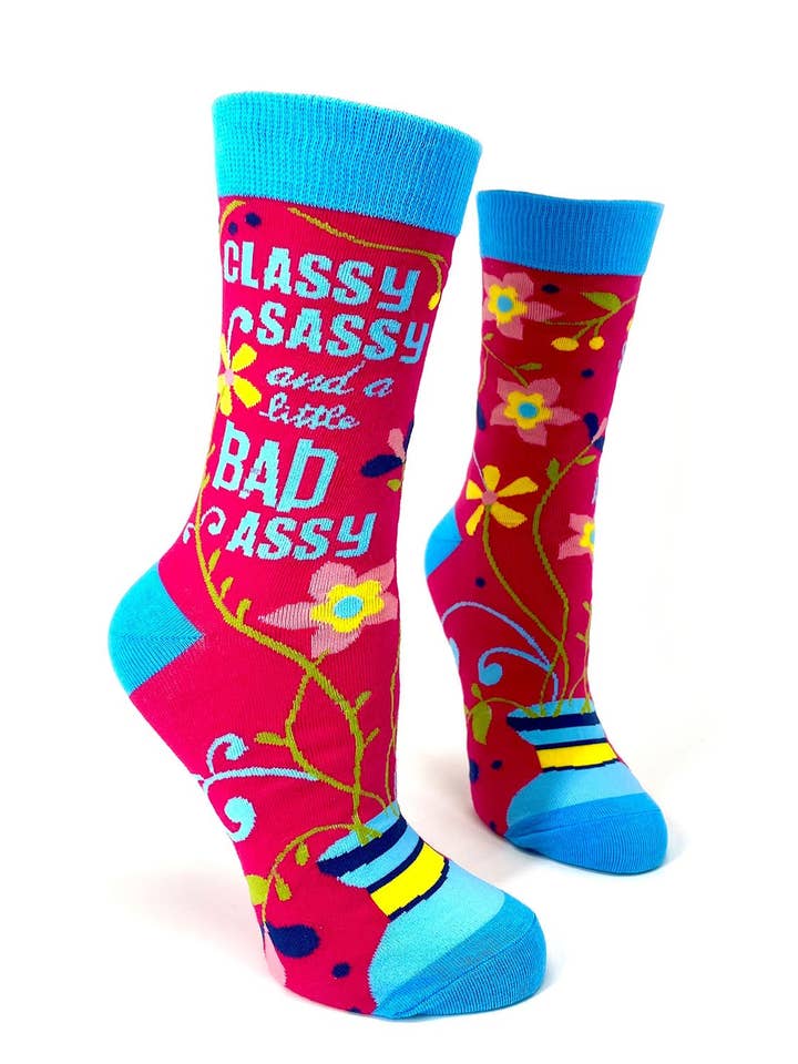 Classy Sassy and a Little Bad Assy Women's Crew Socks for wholesale by Fabdaz