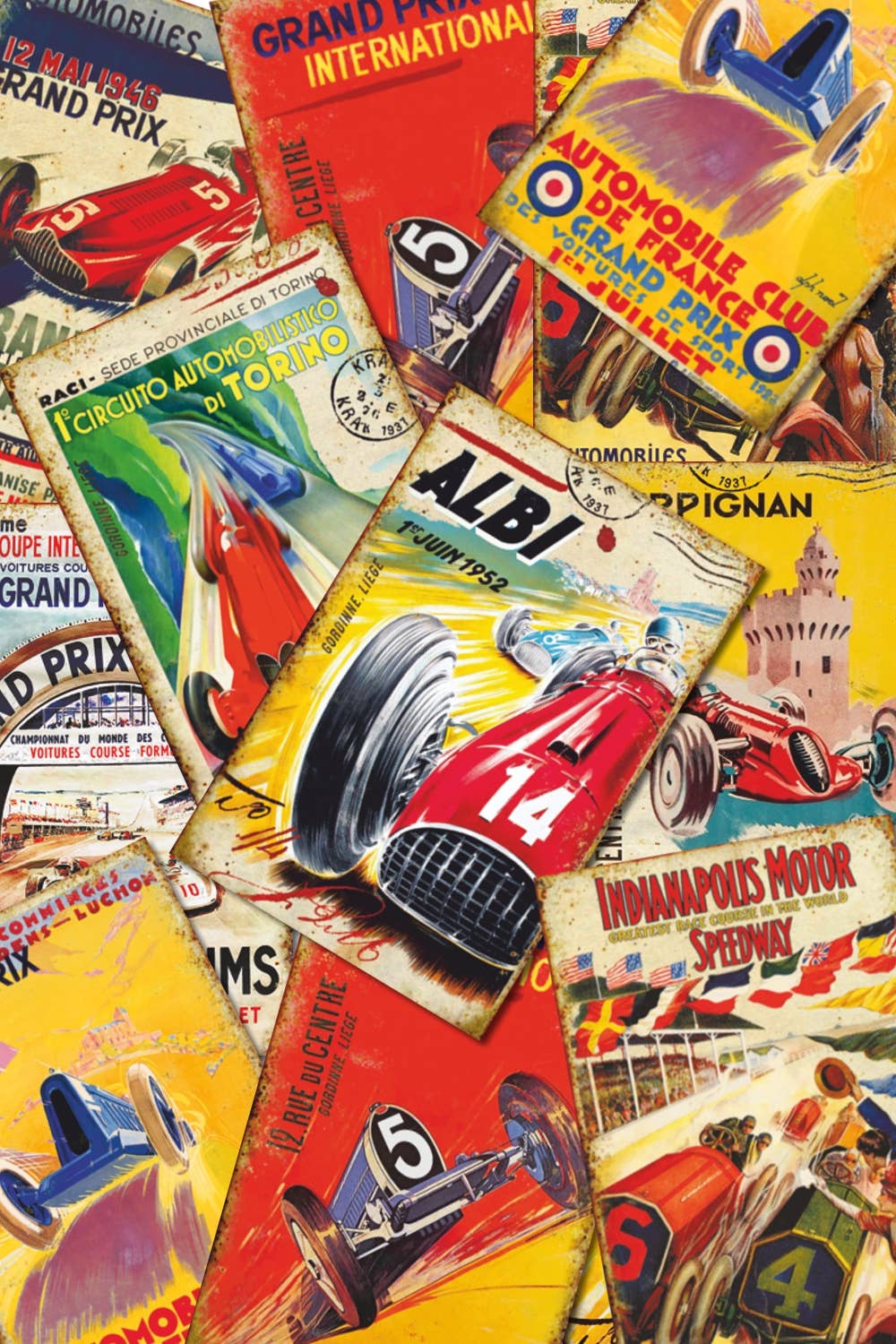 DECORER - Wholesale Gift Tag - Old Posters Racing - Gift Tag Set 24 pcs2