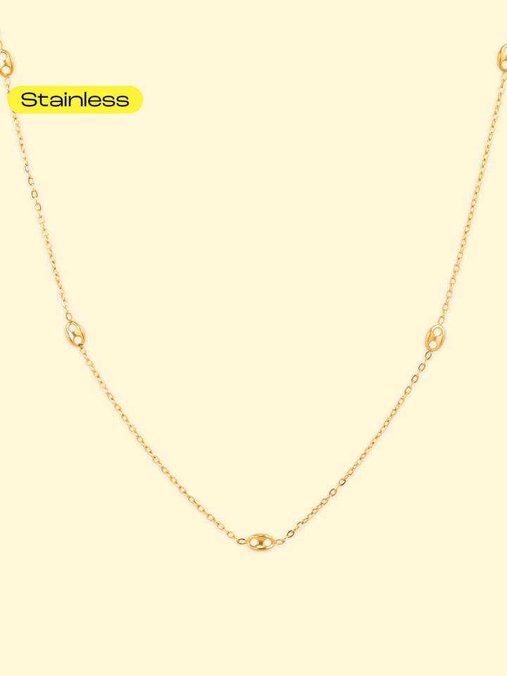 Stainless Mariner Oval Station Chain Necklace for wholesale by Sessori