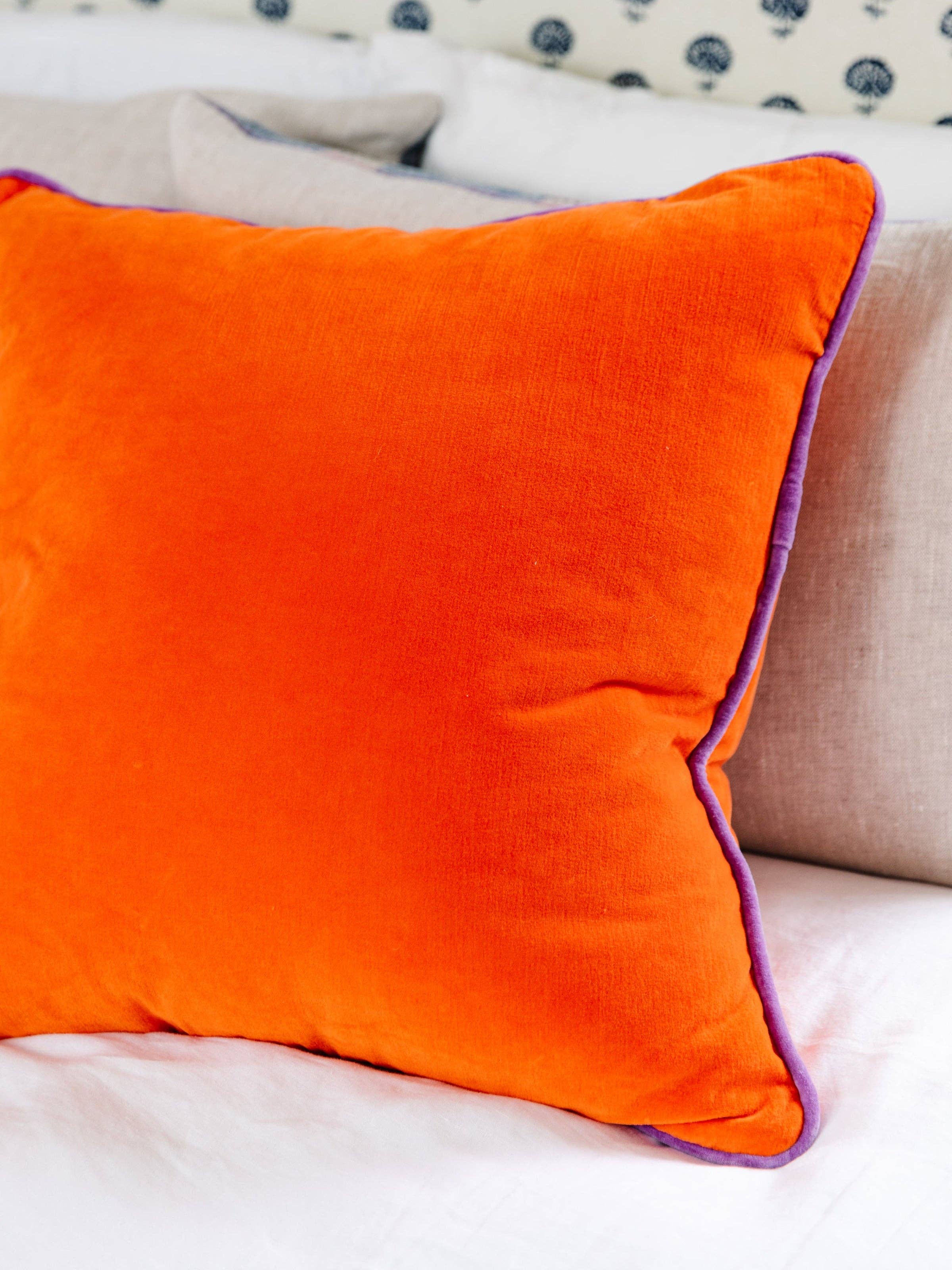 Furbish Studio - Wholesale Throw/Decorative Pillow - Charliss Velvet Pillow - Orange + Lilac - Case Only1